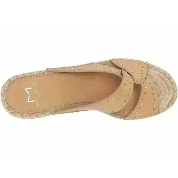 Marc Fisher Angelina Women's Tan Studded Espadrille Wedge Platform Size 10M New - Picture 3 of 11